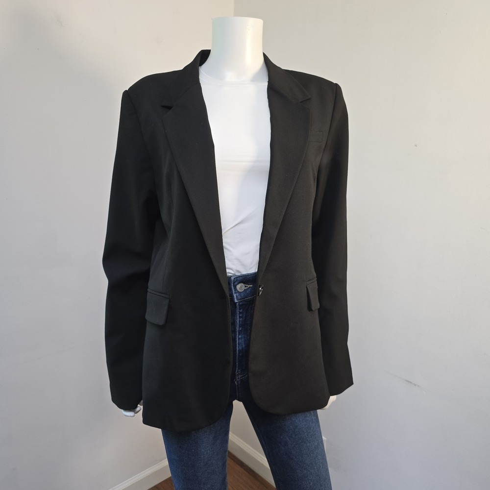 Oak + Fort Women's Black Suiting Blazer Jacket Size L Minimalist Womens NWT